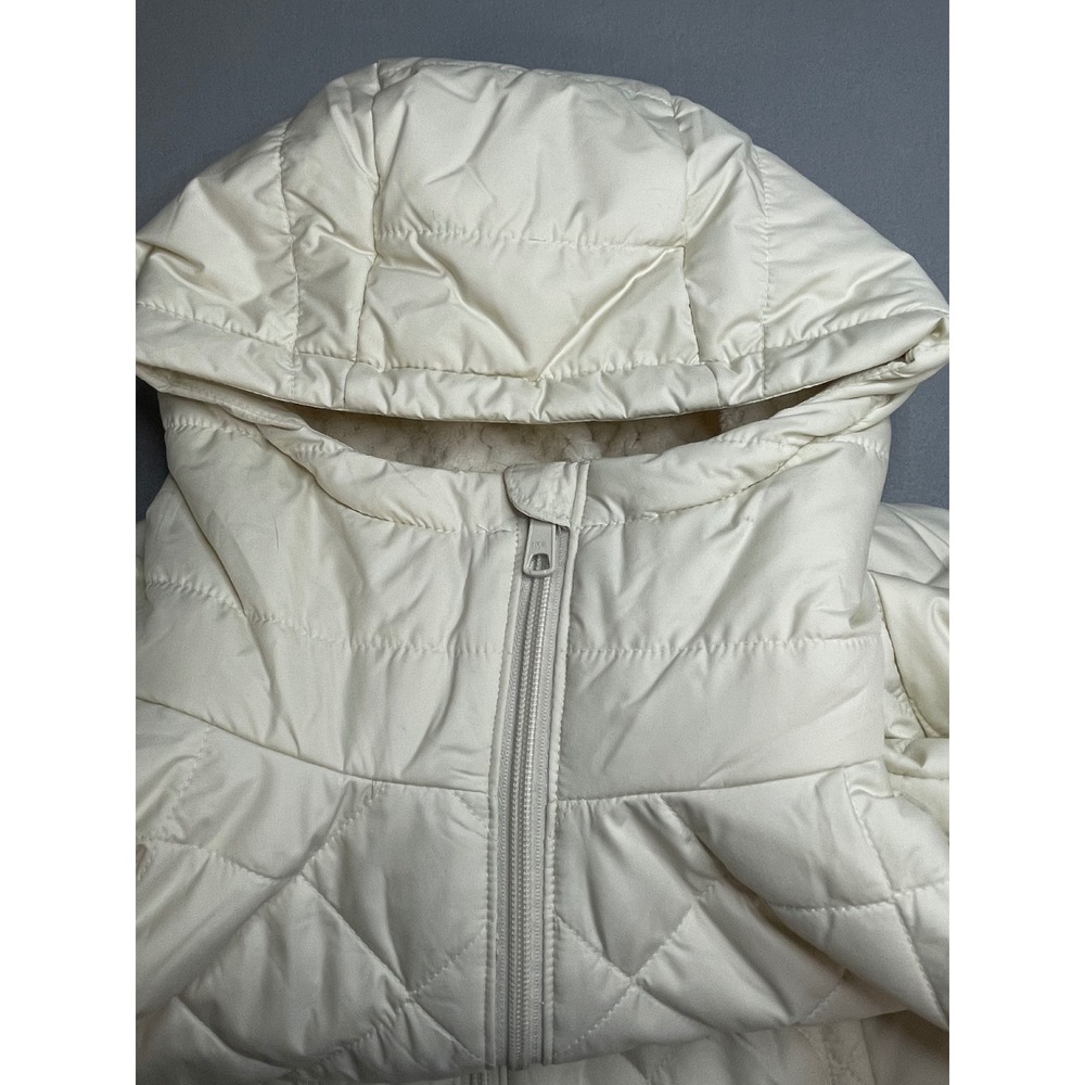 Columbia Women Off White Quilted Hooded Fleece Lined Puffer Jacket Coat Small - Picture 4 of 12